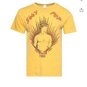 MadeWorn Yellow Graphic 1980 Iggy Pop Tour Short Sleeve Tee XL NWT